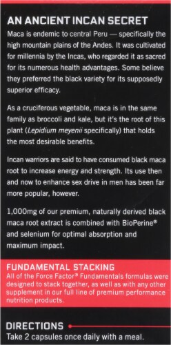 Force Factor® Black Maca 500mg Capsules Perspective: top