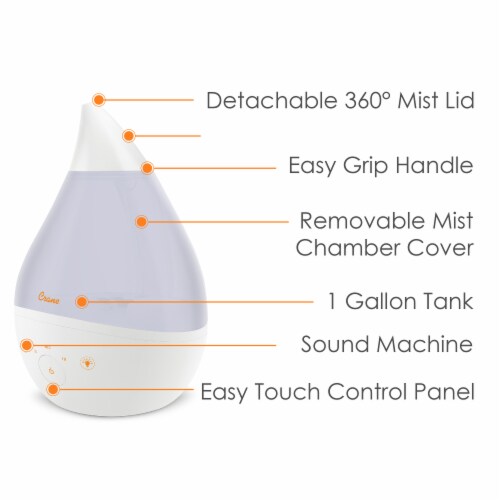Crane Top Fill Drop Cool Mist Humidifier - White Perspective: top