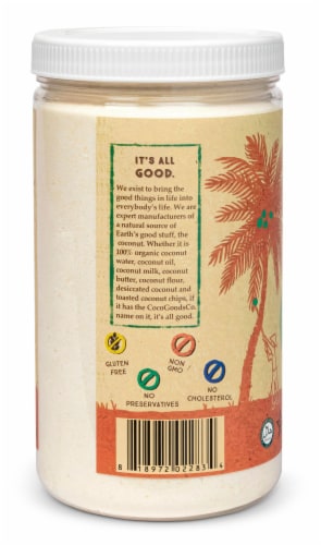 Organic Coconut Flour 18 oz  PET Jar Perspective: top