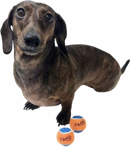 Midlee Squeaky Mini Tennis Ball for Dogs 1.5 - Pack of 12 (Orange/Blue) Perspective: top