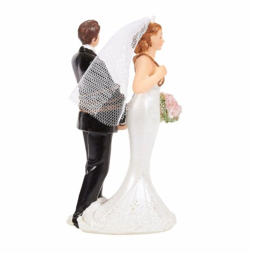 Juvale Fun Wedding Couple Figures Decorations Cake Topper - Bride Tied up Groom Figurines Perspective: top