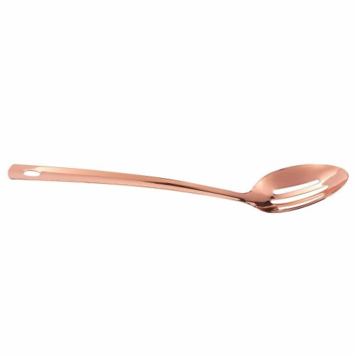 14" Rose Gold Slotted Spoon Copper Coated Ideal for Straining Vegetables Soup Perspective: top