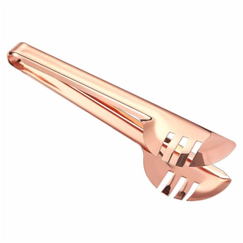 9" Rose Gold Stainless Steel Salad Tongs Metal Server Tongs Pasta BBQ Appetizers Perspective: top