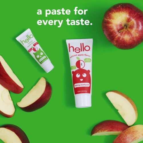 Hello Toddler Training Toothbrush + Toothpaste Fluoride Free with Natural Apple Flavor Perspective: top