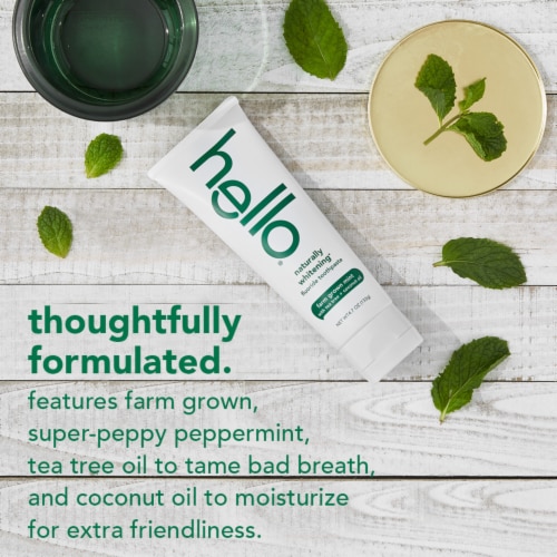Hello Farm Grown Mint Naturally Whitening Fluoride Toothpaste Perspective: top