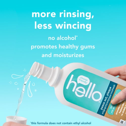 hello Peace Out Plaque Fluoride Free and Alcohol Free Mouthwash in Natural Mint Perspective: top