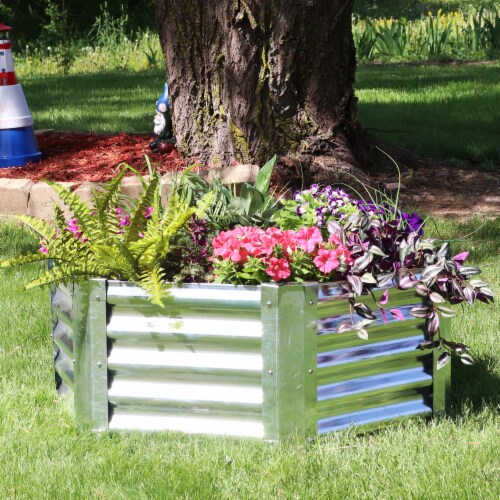 Sunnydaze Corrugated Steel Hexagon Raised Garden Bed Gray 40 in, 16 Kroger
