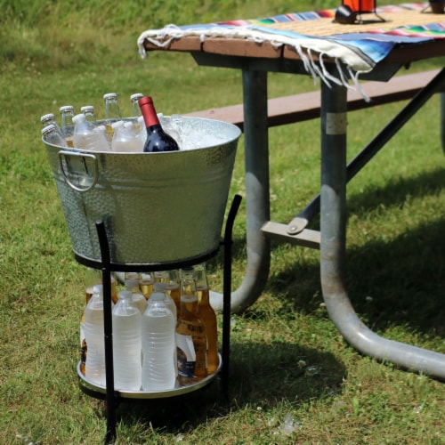 Sunnydaze Pebbled Stainless Steel Ice Bucket Cooler with Stand and Tray, 24 Smith’s Food and Drug