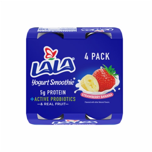 LaLa® Strawberry Banana Probiotic Yogurt Smoothies Perspective: top