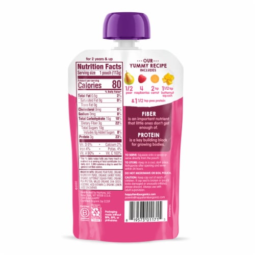 Happy Tot Stage 4 Organic Pears Raspberries Carrots & Butternut Squash Pouch Perspective: top