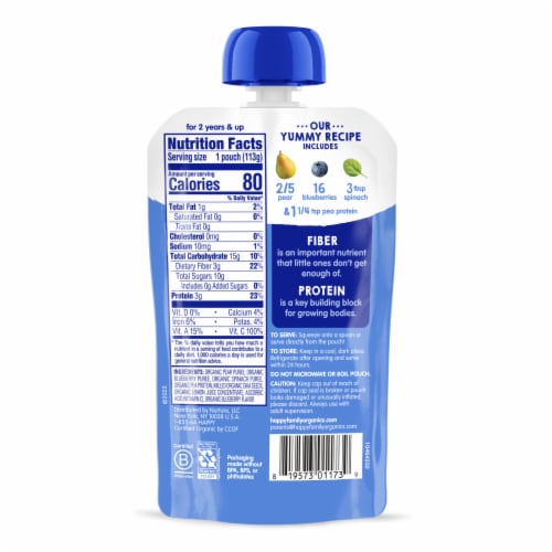 Happy Tot Stage 4 Organic Pears Blueberries & Spinach Pouch Perspective: top