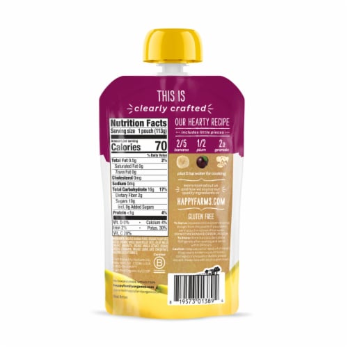 Happy Baby Stage 2 Meals Bananas Plums & Granola Pouch Perspective: top