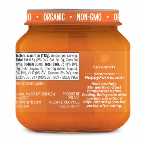 Happy Baby Clearly Crafted Stage 1 Carrots Jar Perspective: top