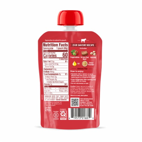 Happy Baby® Organics Savory Blends, Beef, Vegetables & Quinoa Stew Pouch Perspective: top