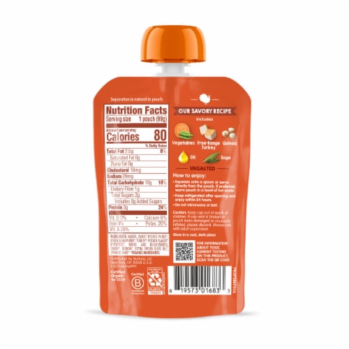Happy Baby® Organics Savory Blends, Turkey, Vegetables & Quinoa Skillet Pouch Perspective: top