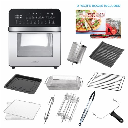 GoWISE USA 14.7-Quart Air Fryer Grill & Oven (Stainless Steel/Black), Ultimate Perspective: top