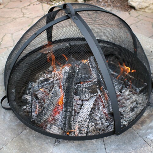 Sunnydaze 22 in Easy Access Steel Fire Pit Spark Screen Perspective: top
