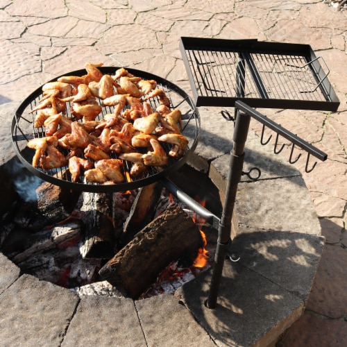 Sunnydaze Steel Fire Pit Cooking Grill Swivel Set with Stand/Ground