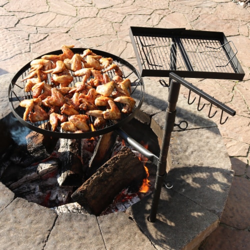 Swivel Campfire Grill Double Layer Cooking Grate Adjustable Outdoor ...