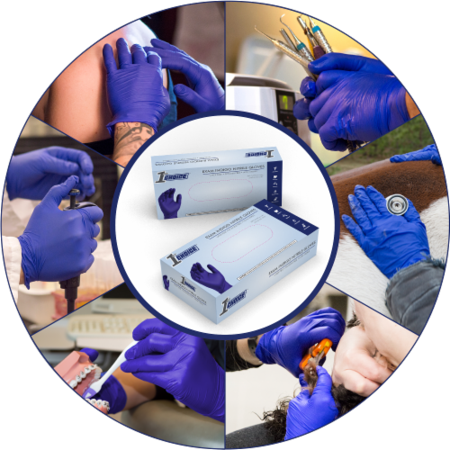 1st Choice Indigo Nitrile Latex Free, Powder Free Disposable Exam Gloves, 3 Mil, Small, 100 Perspective: top