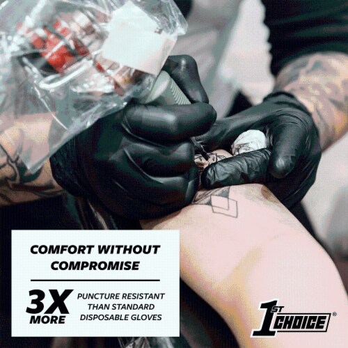 1st Choice Black Nitrile Disposable Exam Gloves, 3 Mil, Large, 100 Perspective: top
