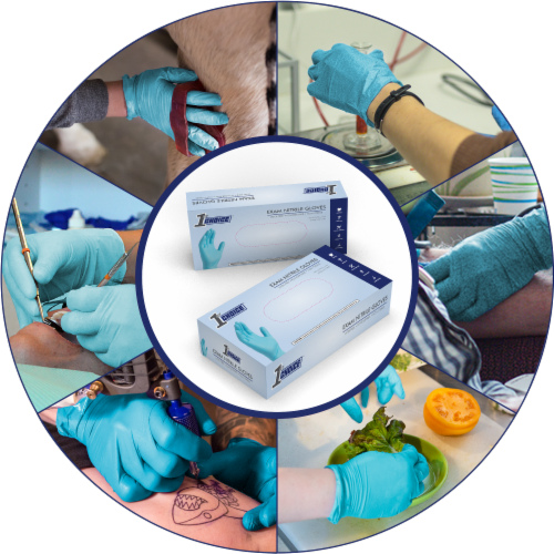 1st Choice Blue Nitrile Disposable Chemo-Rated Exam Gloves 3 Mil, Large 100 Perspective: top