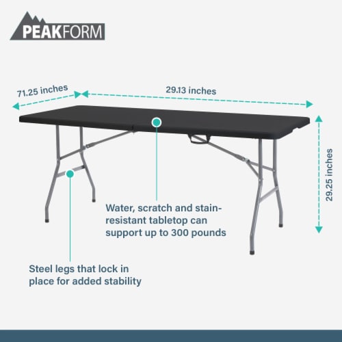 Plastic Development Group 6 Foot Indoor or Outdoor Folding Banquet Table, Black Perspective: top