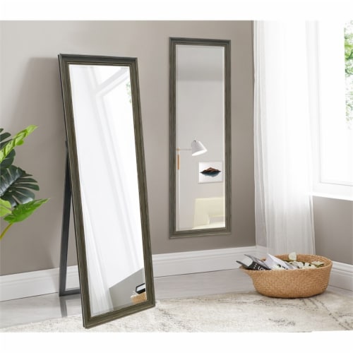 Martin Svensson Home Farmhouse Full Length Floor Mirror with Stand Antique Grey Perspective: top