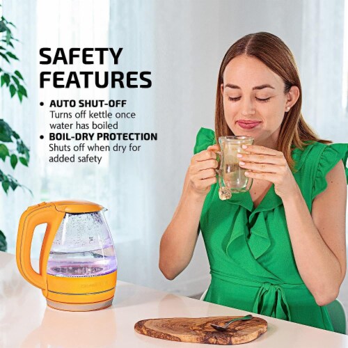 Ovente Glass Electric Kettle with LED Light and Auto Shut-off