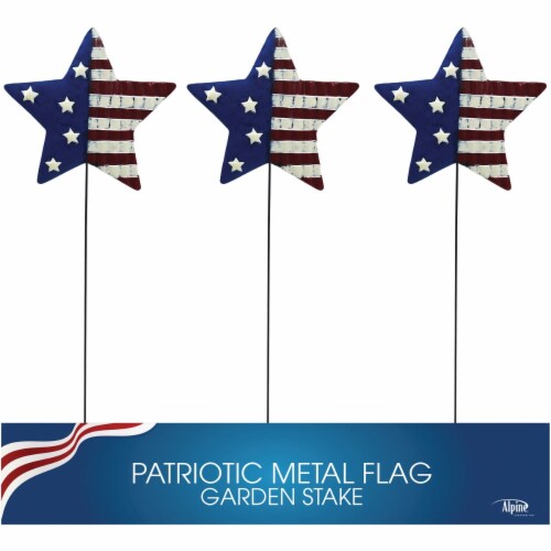 Alpine 24 In. Metal American Flag Garden Stake Lawn Ornament QEL152 Pack of 18 Perspective: top