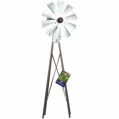 Alpine 24 In. H. Rustic Bronze & Silver Iron Mini Windmill JUM368 Perspective: top