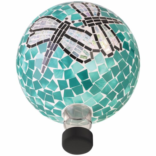 Alpine 10 In. Dia. Mosaic Dragonfly Duo Glass Gazing Globe HMD194 Perspective: top
