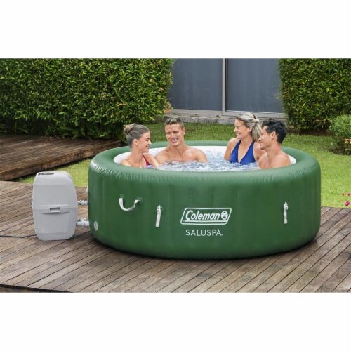 Coleman SaluSpa 6 Person Round Portable Inflatable Outdoor Hot Tub Spa, Green Perspective: top