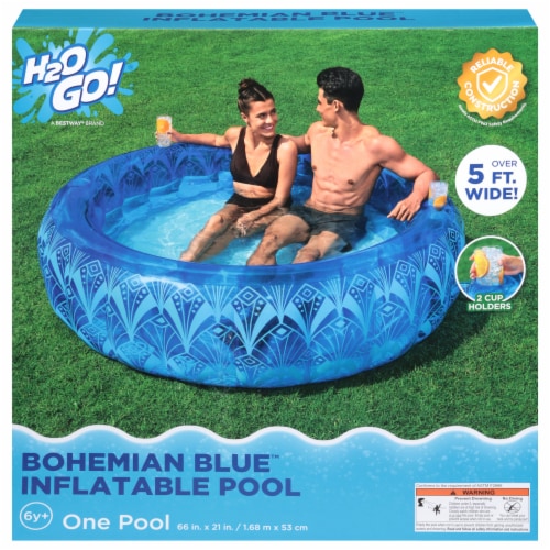 H2OGo! 66-Inch Diameter x 21 Inch Bohemian Blue™ Inflatable Pool Perspective: top