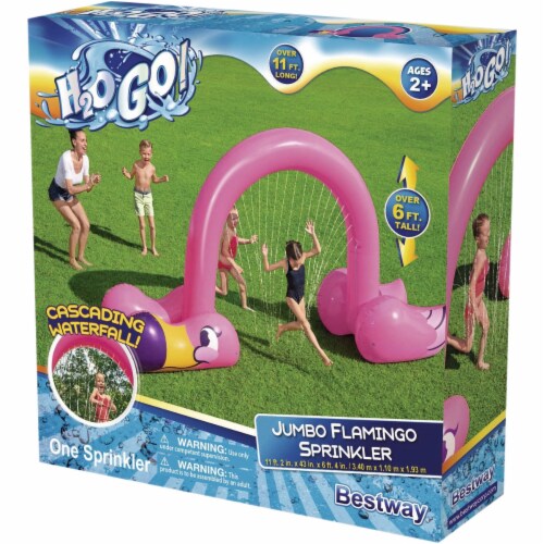 H20GO! 11 Ft. 2 In. x 43 In. x 6 Ft. 4 In. Jumbo Flamingo Sprinkler 52382E Perspective: top