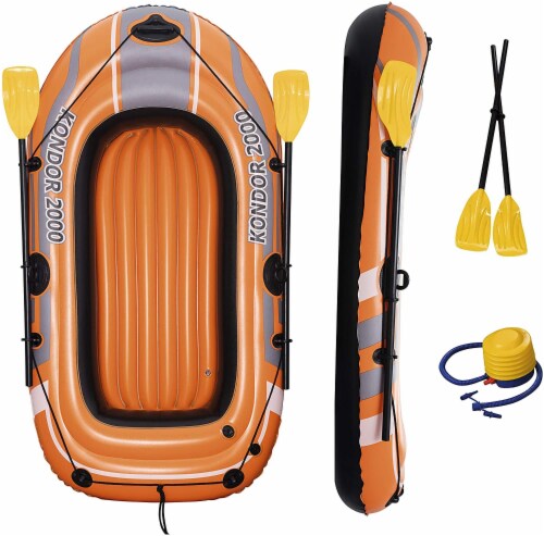 Bestway Kondor 2000 77 x 45 Inch Inflatable Raft Boat Set with Oars and Pump Perspective: top