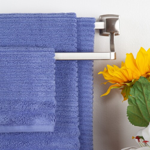 LaFlin Bleach Denim Horizonal Ribbed Bath Towel Set Perspective: top