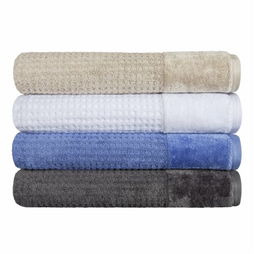 Spa Check Denim Textured Bath Towel Set Perspective: top