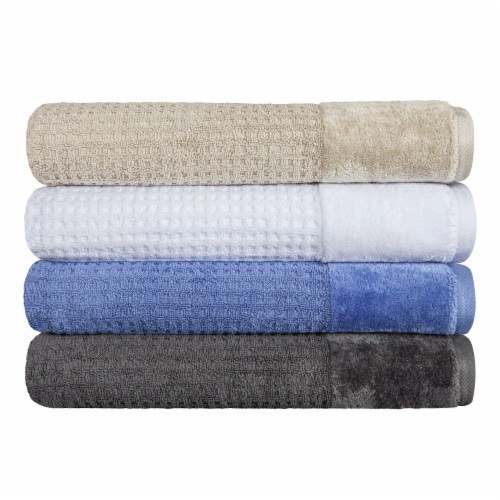 Spa Check Chateau Gray Textured Bath Towel Set Perspective: top