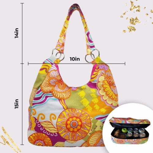 PortoVino Swankey Blossom Tote Bag w Hidden Insulated Compartment Dispenser 16 H x 12.5 L x 1.8 W Pay Less Super Markets