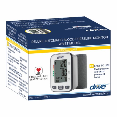 Drive Wrist Home Automatic Digital Blood Pressure Monitor BP3200 Gray 1 Each Perspective: top