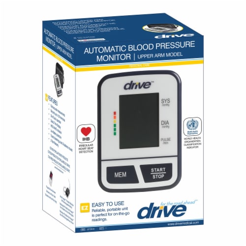 Drive Medium Cuff Arm Home Automatic Digital Blood Pressure Monitor 1-Tube Black 1 Each Perspective: top
