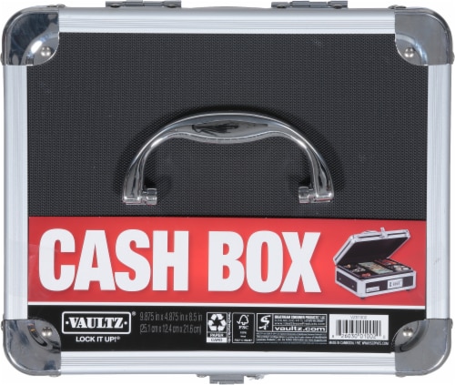 Vaultz® Locking Cash Box - Black/Silver Perspective: top