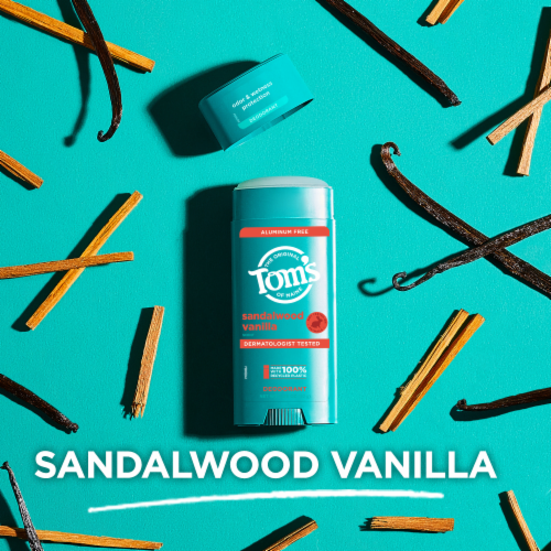 Tom’s of Maine Sandalwood Vanilla Natural Deodorant Aluminum Free Clear Application Perspective: top