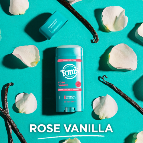 Tom’s of Maine Rose Vanilla Natural Deodorant Aluminum Free Clear Application Perspective: top