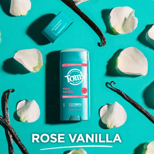 Tom’s of Maine Rose Vanilla Natural Deodorant Aluminum Free Clear Application Perspective: top