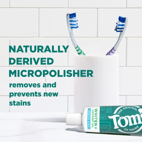 Tom’s of Maine Whiten Plus Coconut Oil Fluoride Free Toothpaste with Gentle Mint Flavor Perspective: top