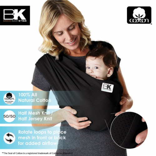Baby K tan Pre Wrapped Ready To Wear Baby Carrier Black Breeze XL