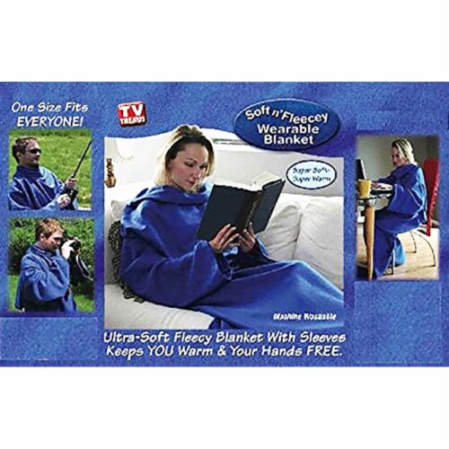 The Cozy Blanket with Sleeves - Blue Perspective: top