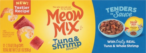 Meow Mix Tender Favorites Tuna & Whole Shrimp Wet Cat Food Variety Pack 12 Count Perspective: top